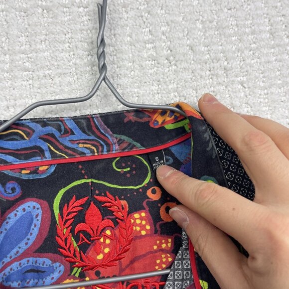 Au Noir Black w/ Psychedelic Mandala Flip Cuff Button-up dress shirt Men Size 5 - Picture 5 of 13